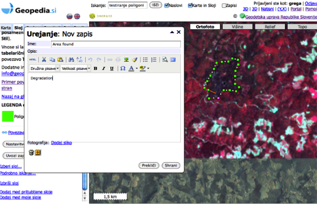 Geopedia.si - editing spatial data