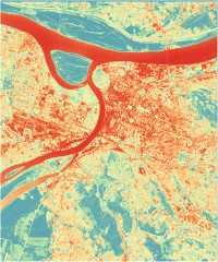 Sotočje Save in Donave v Beogradu - vegetacijski indeks NDVI.